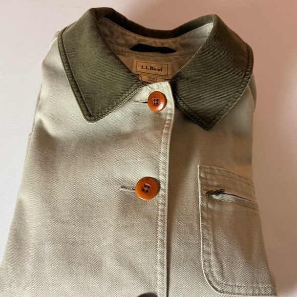 L.L.Bean Women’s Petite Small Canvas Chore Jacket Tan Barn Coat Cotton Utility - Picture 2 of 12